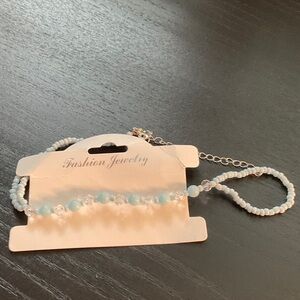 Fashion Jewelry Light Blue and Clear Beaded Bracelet